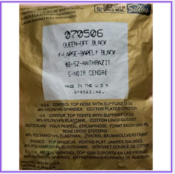 🥳NIP/SILKIES-CONTROL TOP/OFF BLACK/SIZE QUEEN - Picture 2 of 2